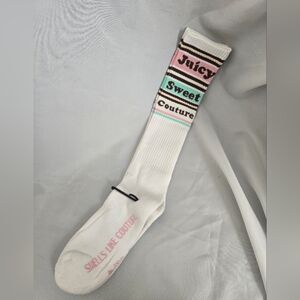 Juicy Couture White Socks with Pink and Mint Accents Y2K Vintage